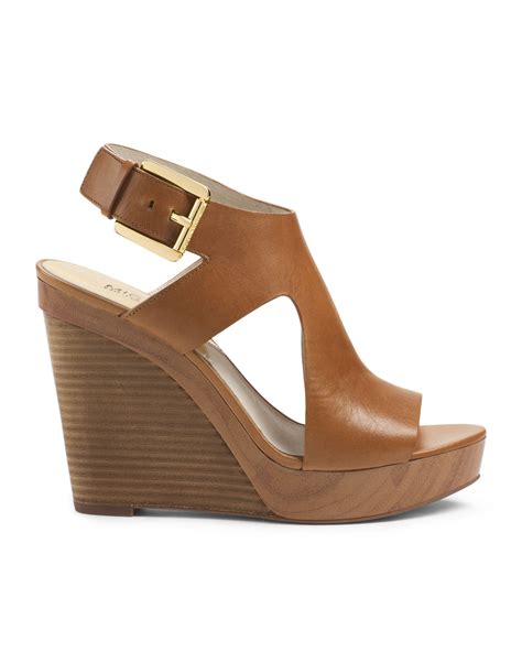 michael michael kors fisher leather wedge|MICHAEL Michael Kors Fisher Leather Wedge Sandals .